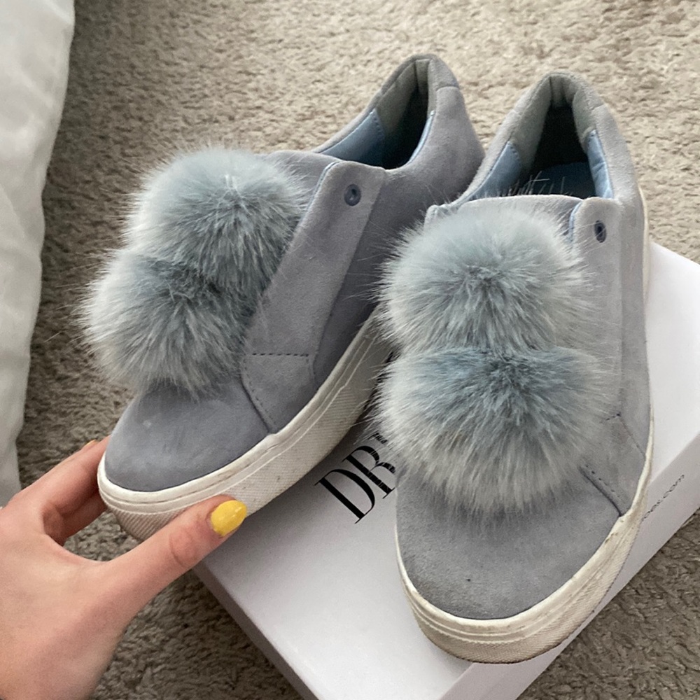 Suede puff ball shoes